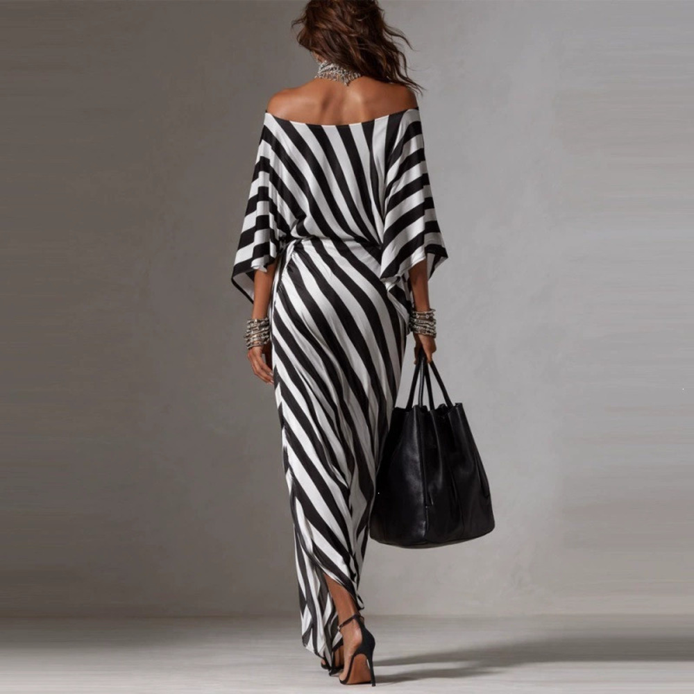 ZARA Women Loose Striped Off Shoulder Dress Spring Summer Fashion - Picture 3 of 6